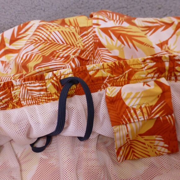 LL Bean Swim Trunks Mens Medium Floral Mesh Lined Tropical Orange Beach - Picture 4 of 10